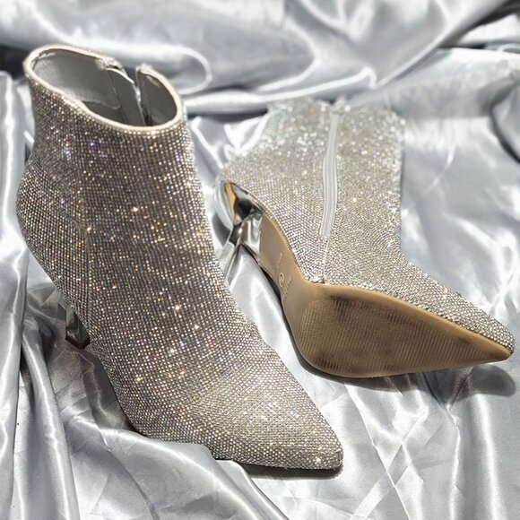 MADDEN GIRL sequin high heel pointy toe ankle boots - ZAVIER - SZ 8 bling! - Picture 3 of 6